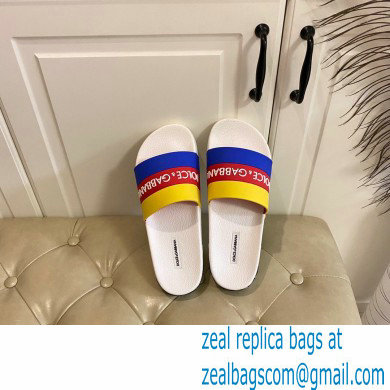 Dolce  &  Gabbana Striped Rubber Sliders Yellow/Red/Blue 2021